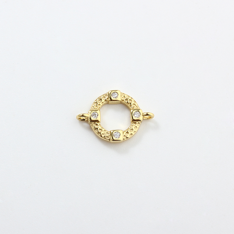 925 Sterling Silver Hammered Round Connector Charm