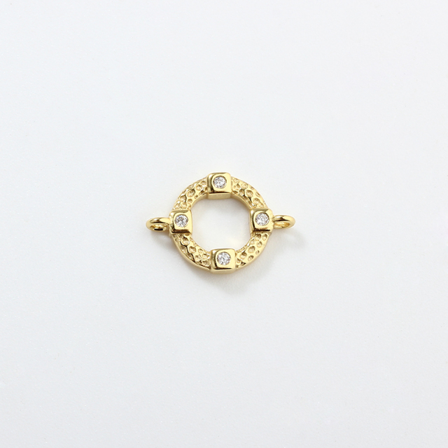 925 Sterling Silver Hammered Round Connector Charm
