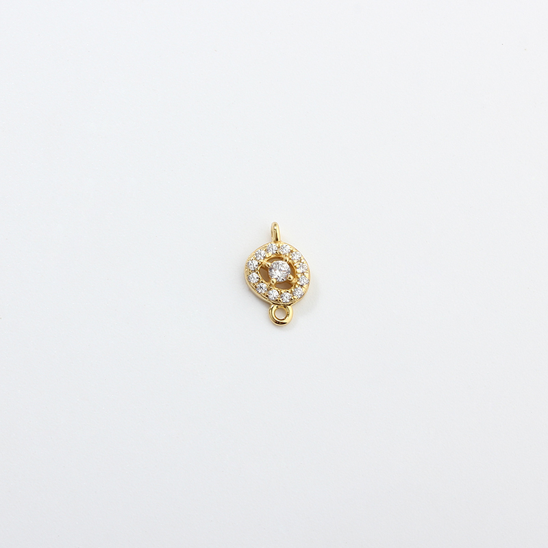 925 Sterling Silver Paved CZ Round Connector Charm