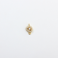 925 Sterling Silver Paved CZ Round Connector Charm