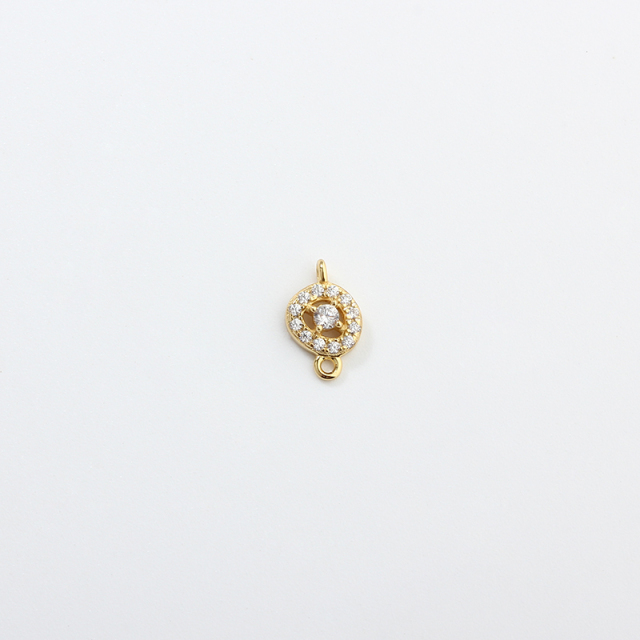 925 Sterling Silver Paved CZ Round Connector Charm
