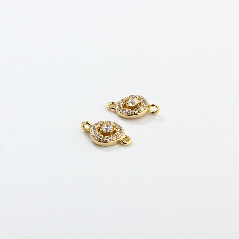 925 Sterling Silver Paved CZ Round Connector Charm