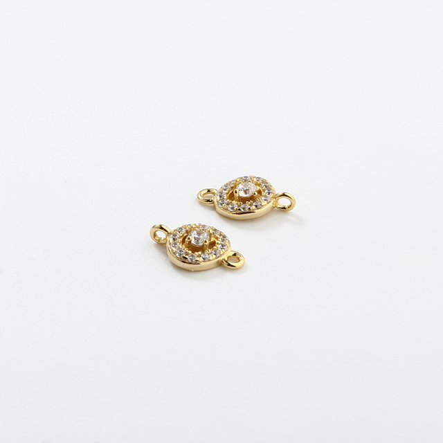 925 Sterling Silver Paved CZ Round Connector Charm