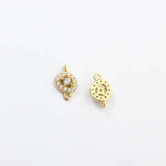 925 Sterling Silver Paved CZ Round Connector Charm