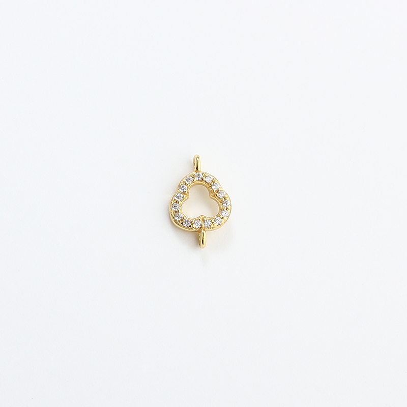 925 Sterling Silver CZ 3-Leaf Clover Connector Charm