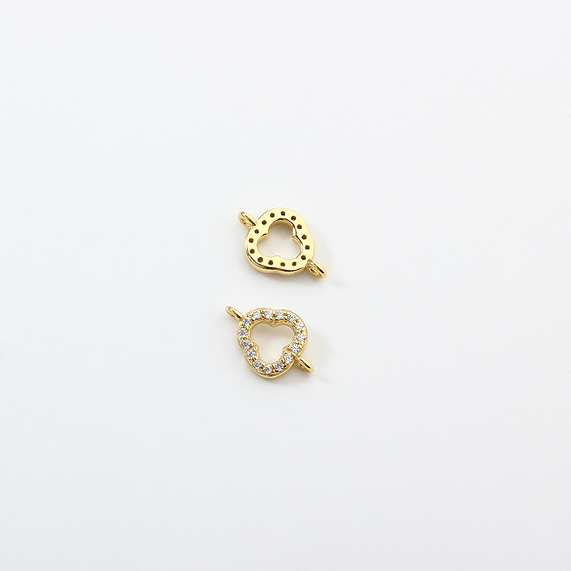 925 Sterling Silver CZ 3-Leaf Clover Connector Charm