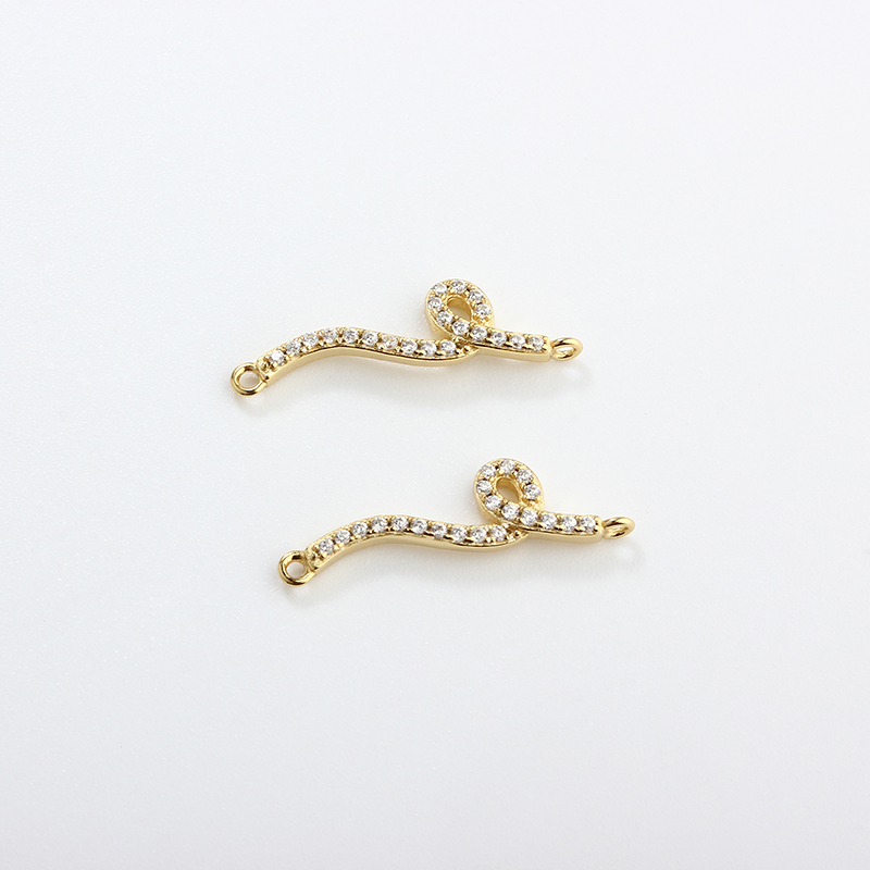 925 Sterling Silver CZ Snake Connector Charm