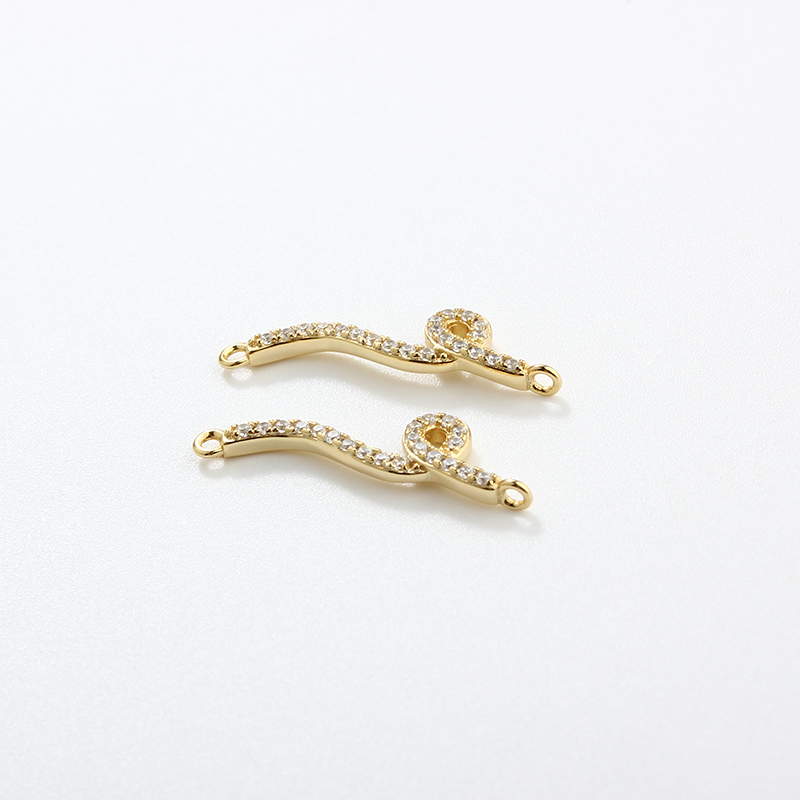 925 Sterling Silver CZ Snake Connector Charm