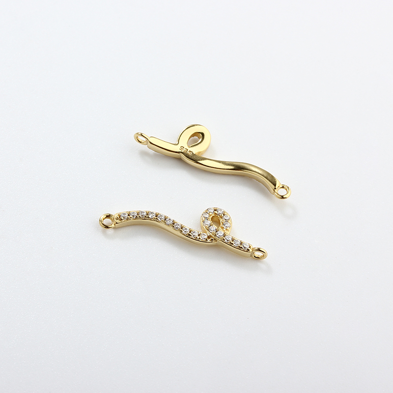 925 Sterling Silver CZ Snake Connector Charm