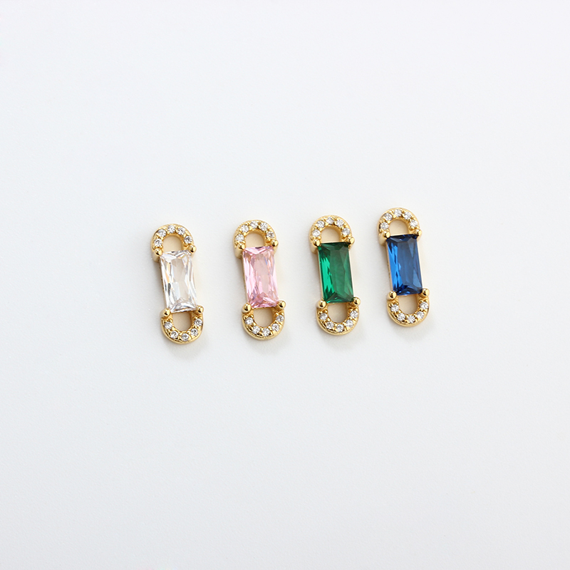 925 Sterling Silver Square CZ Connector Charm