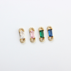 925 Sterling Silver Square CZ Connector Charm