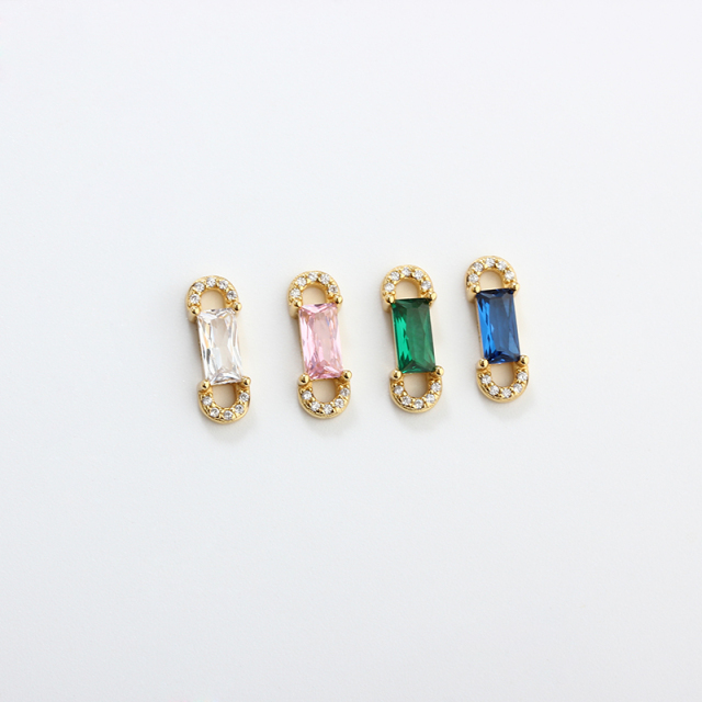 925 Sterling Silver Square CZ Connector Charm