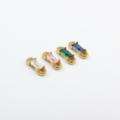 925 Sterling Silver Square CZ Connector Charm