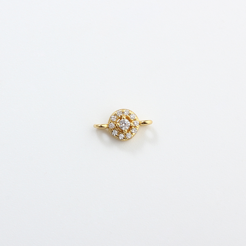 925 Sterling Silver Micro Pave CZ Round Connector Charm