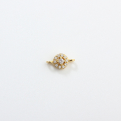 925 Sterling Silver Micro Pave CZ Round Connector Charm