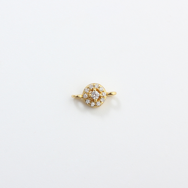 925 Sterling Silver Micro Pave CZ Round Connector Charm
