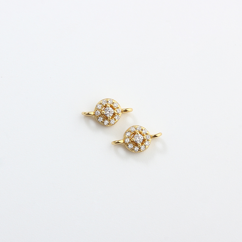 925 Sterling Silver Micro Pave CZ Round Connector Charm