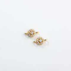 925 Sterling Silver Micro Pave CZ Round Connector Charm