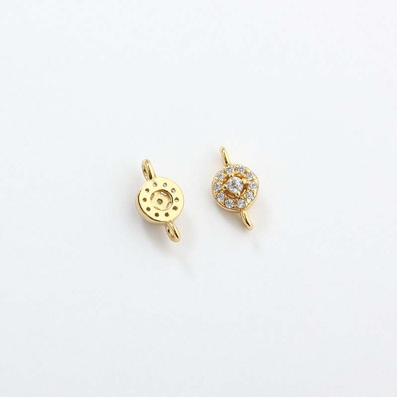 925 Sterling Silver Micro Pave CZ Round Connector Charm
