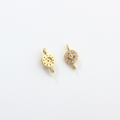 925 Sterling Silver Micro Pave CZ Round Connector Charm
