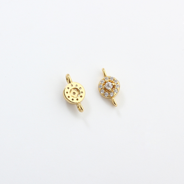 925 Sterling Silver Micro Pave CZ Round Connector Charm