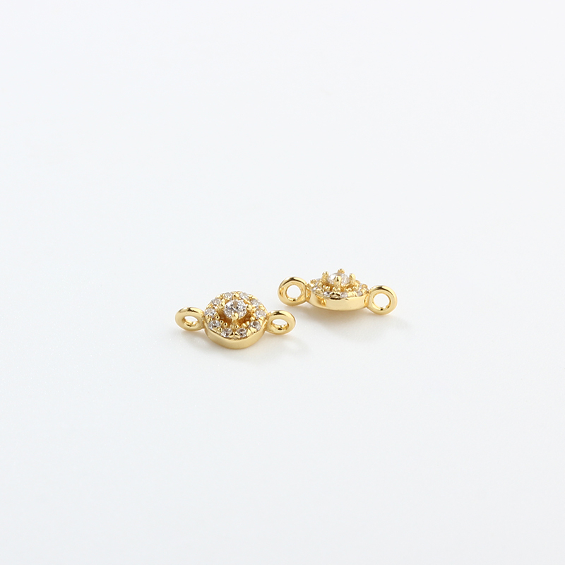 925 Sterling Silver Micro Pave CZ Round Connector Charm