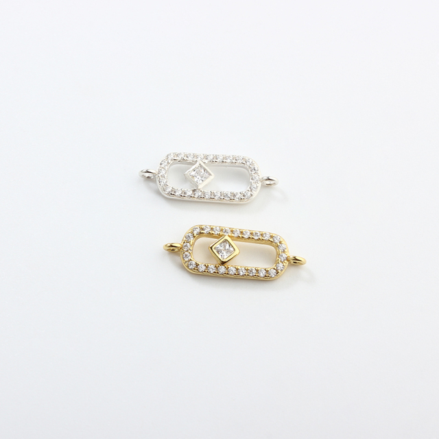 925 Sterling Silver Square Connector Charm