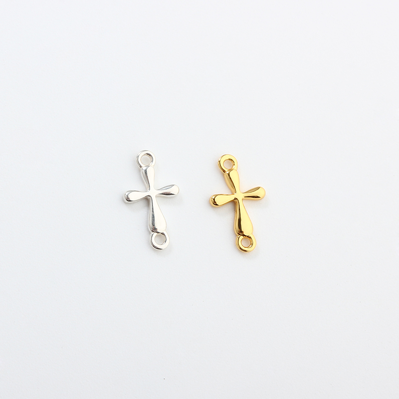 925 Sterling Silver Cross Connector Charm,6.8*11.7mm