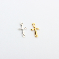 925 Sterling Silver Cross Connector Charm,6.8*11.7mm
