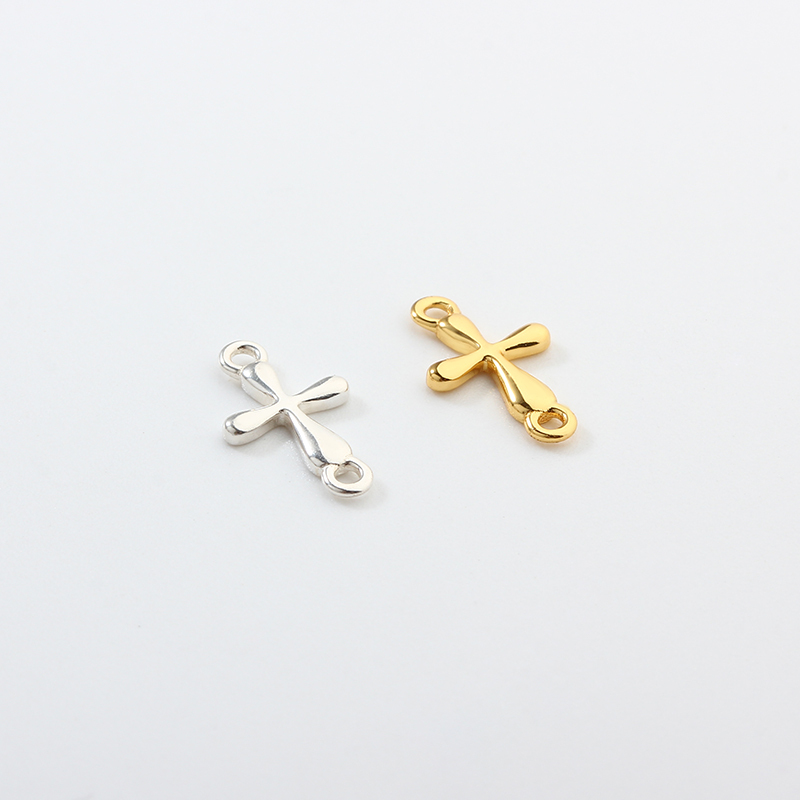 925 Sterling Silver Cross Connector Charm,6.8*11.7mm