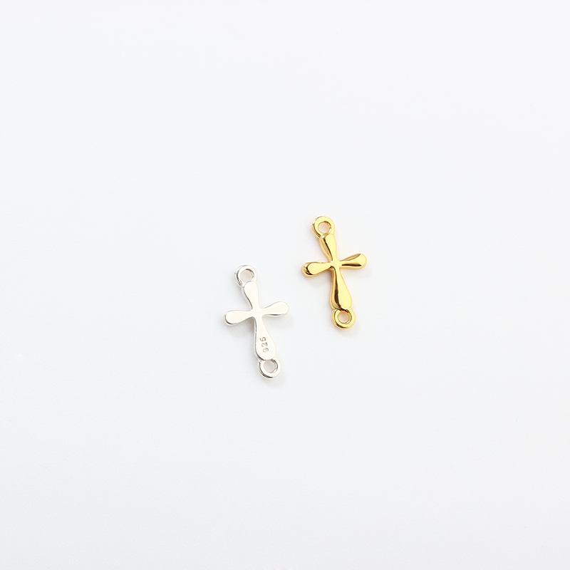 925 Sterling Silver Cross Connector Charm,6.8*11.7mm