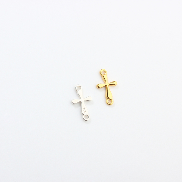 925 Sterling Silver Cross Connector Charm,6.8*11.7mm
