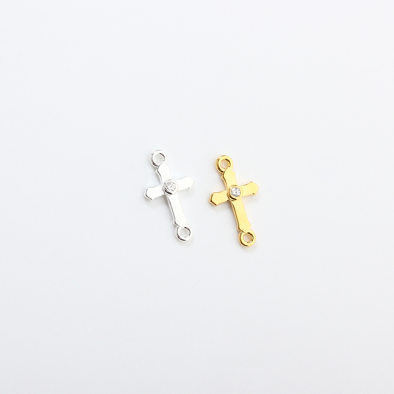 925 Sterling Silver Cross Connector Charm,7.4*13mm