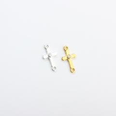 925 Sterling Silver Cross Connector Charm,7.4*13mm