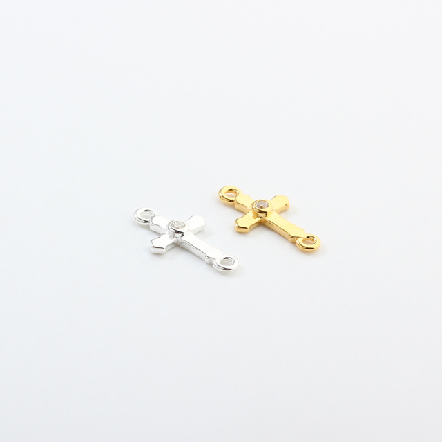 925 Sterling Silver Cross Connector Charm,7.4*13mm