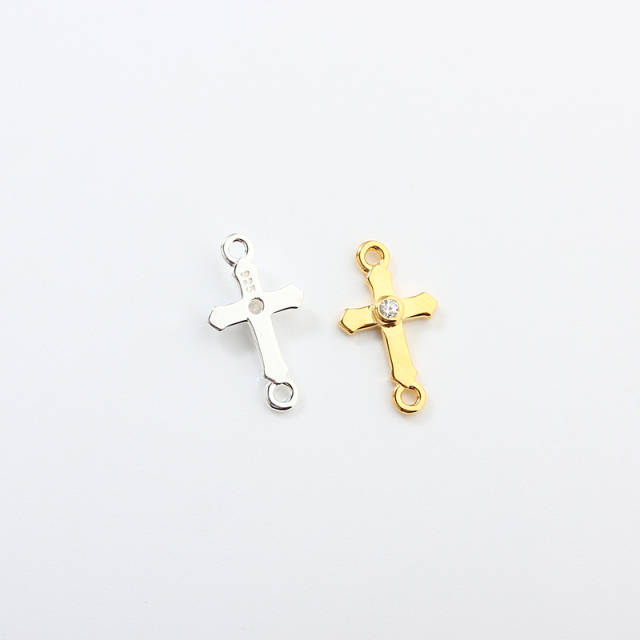 925 Sterling Silver Cross Connector Charm,7.4*13mm