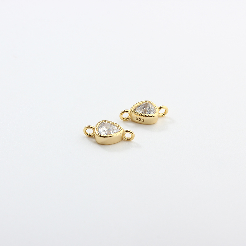 925 Sterling Silver 4*4mm Triangle CZ Connector Charm