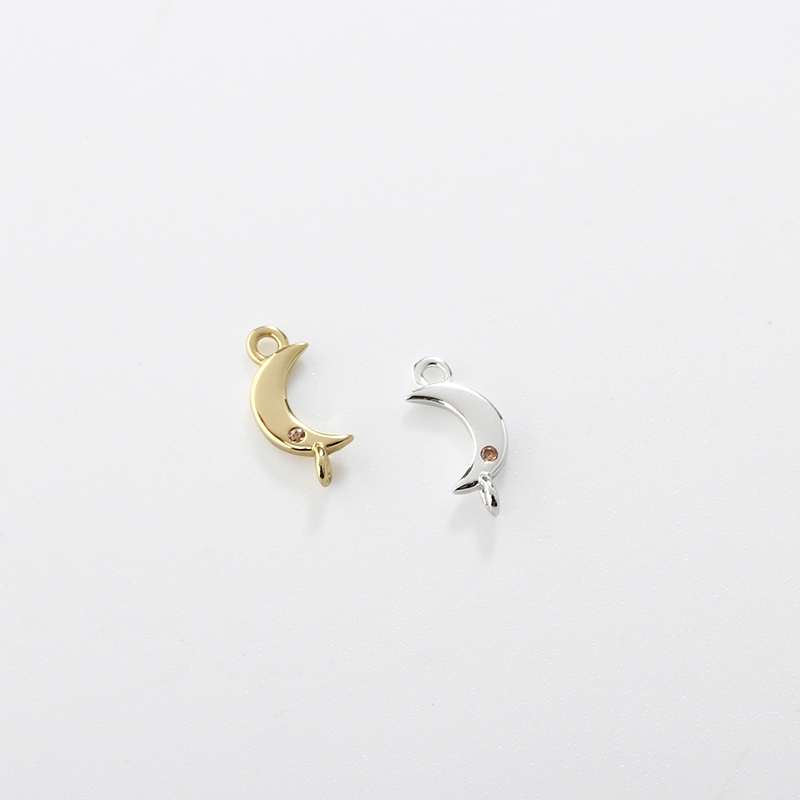 925 Sterling Silver Moon Connector