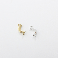 925 Sterling Silver Moon Connector