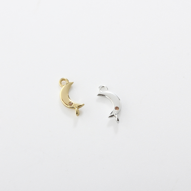 925 Sterling Silver Moon Connector