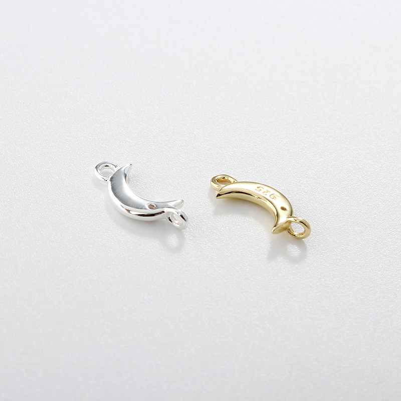 925 Sterling Silver Moon Connector