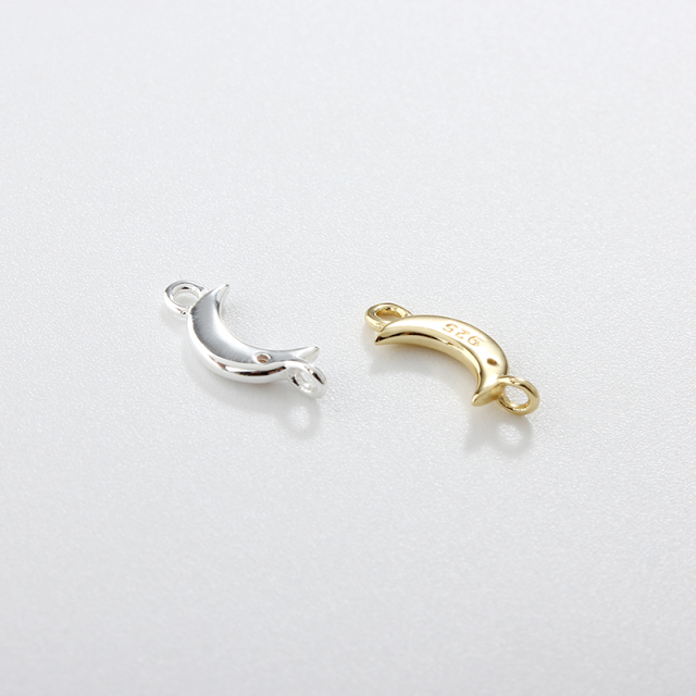 925 Sterling Silver Moon Connector