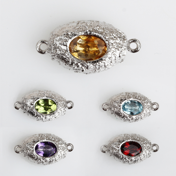 Renfook 925 Sterling Silver Hammer Connector With Colorful Stone