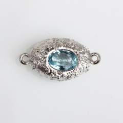 Renfook 925 Sterling Silver Hammer Connector With Colorful Stone