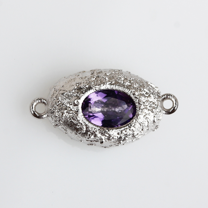 Renfook 925 Sterling Silver Hammer Connector With Colorful Stone