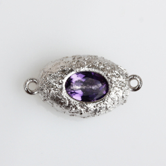 Renfook 925 Sterling Silver Hammer Connector With Colorful Stone