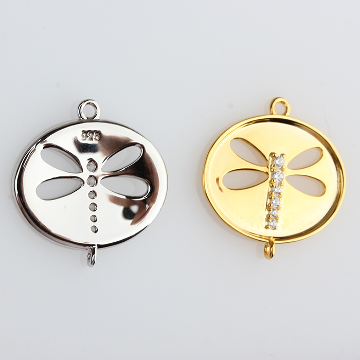 Renfook 925 Sterling Silver Cubic Zirconia Dragonfly Connector For Diy Making