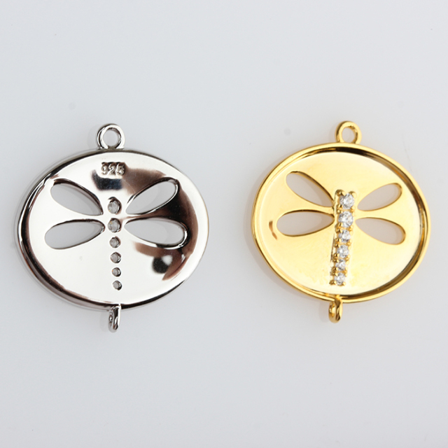 Renfook 925 Sterling Silver Cubic Zirconia Dragonfly Connector For Diy Making