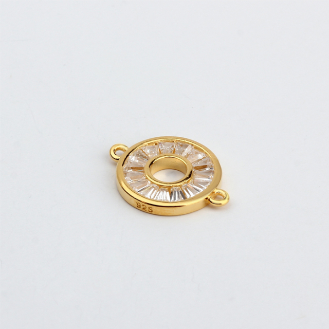 Renfook 925 Sterling Silver Cubic Zirconia Baguette Connector