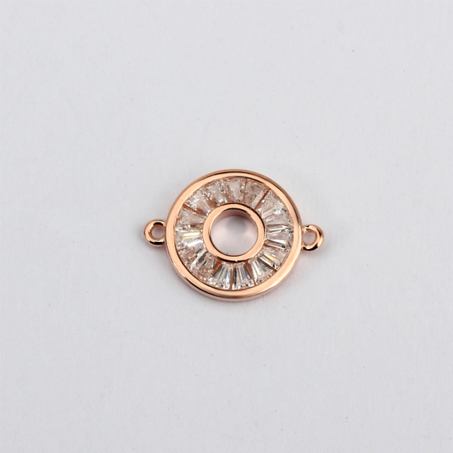 Renfook 925 Sterling Silver Cubic Zirconia Baguette Connector